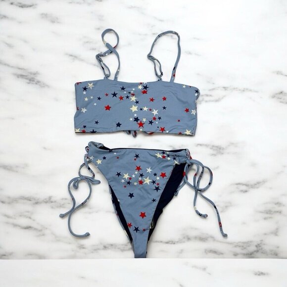 Dippin Daisy's Bikini Women's Blue Star Print Swimwear Party Patriot Size Small - Picture 1 of 11